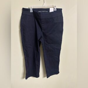 Chico’s Size 2 (large/12)Perfect Stretch Nicky Capri Crop Dark Denim New